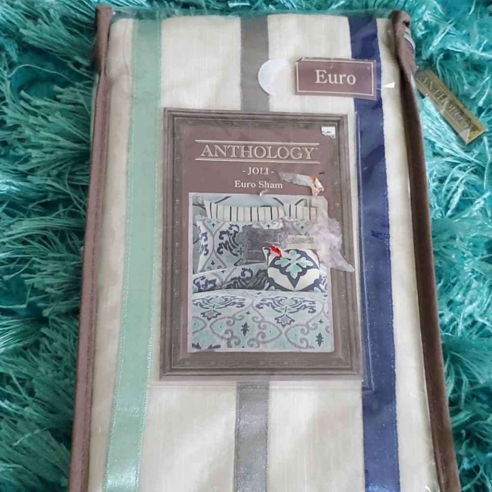 nip anthology joli euro pillow sham blue/mint